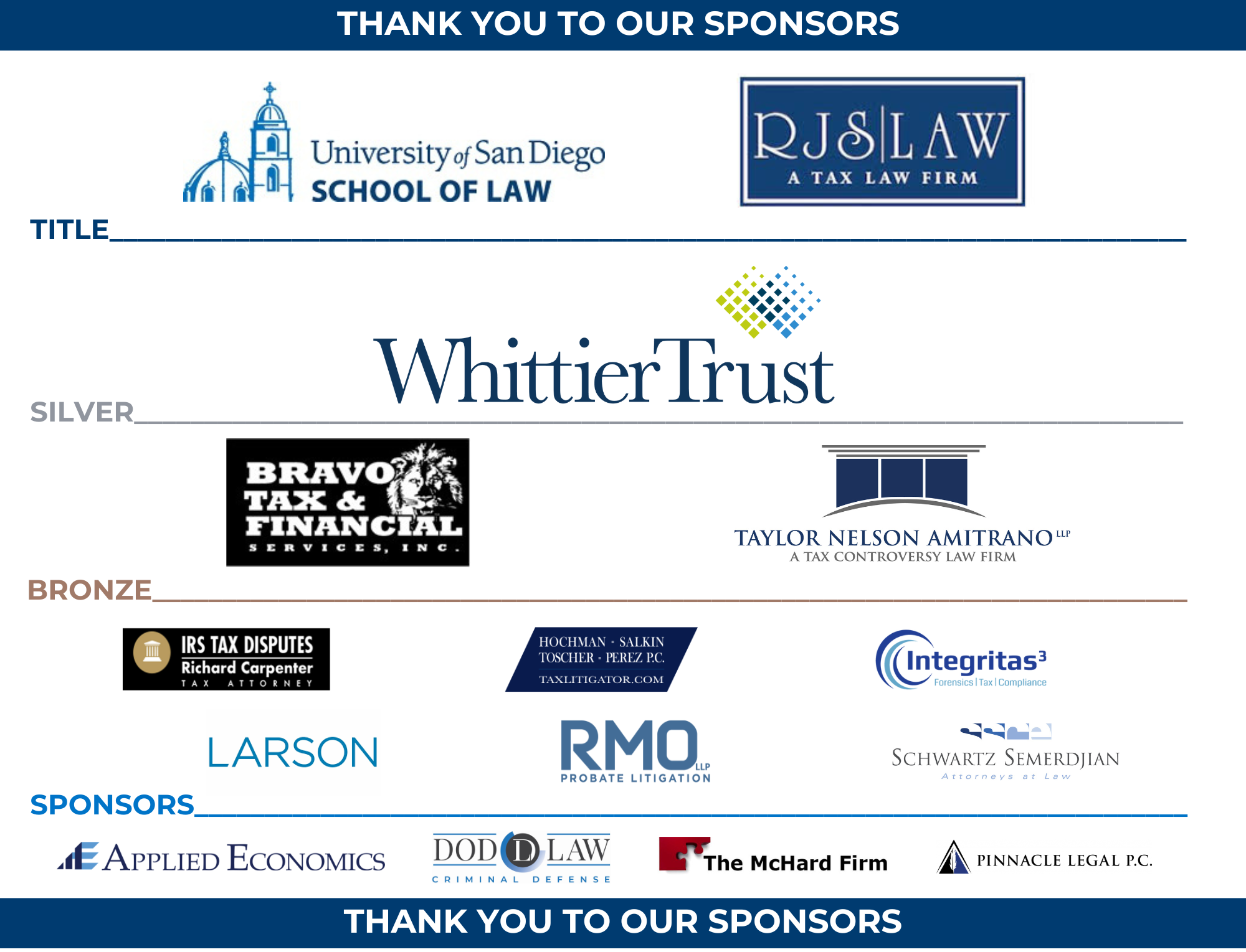 Campus Event - 10th Annual USD School of Law - RJS LAW Tax Institute  Presented by Whittier Trust – USD News Center University of San Diego